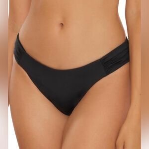 BECCA Standard American Tab Bikini Bottom Cheeky Coverage Swimwear Black XL NWT